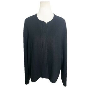 COS Collection Black 100% Wool Full Zip Cardigan Sweater‎ Size Large